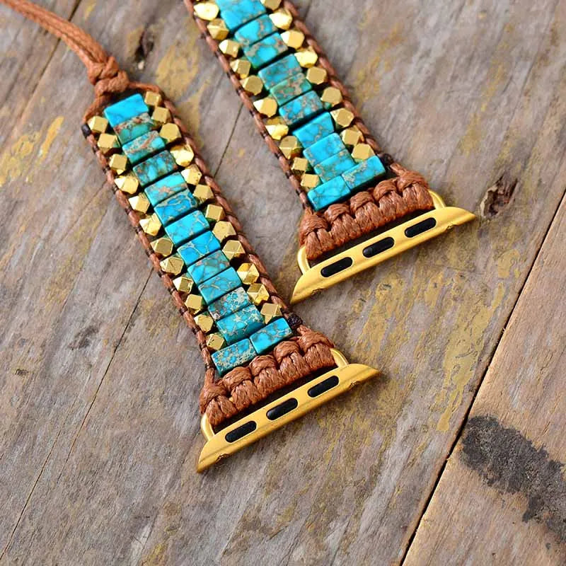 Natural Stones Watch Strap 38mm/44mm Boho Smartwatch Bracelet For Iwatch Series 1-7