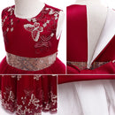 Princess Girl Butterfly lace embroidered flower long dress Christmas Ball Party Dress