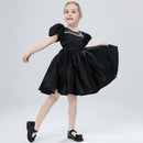 Girls Party Dresses Kids Summer Short Sleeve Satin Beading Ball Gowns Teenagers Birthday Wedding Party Show Dresses