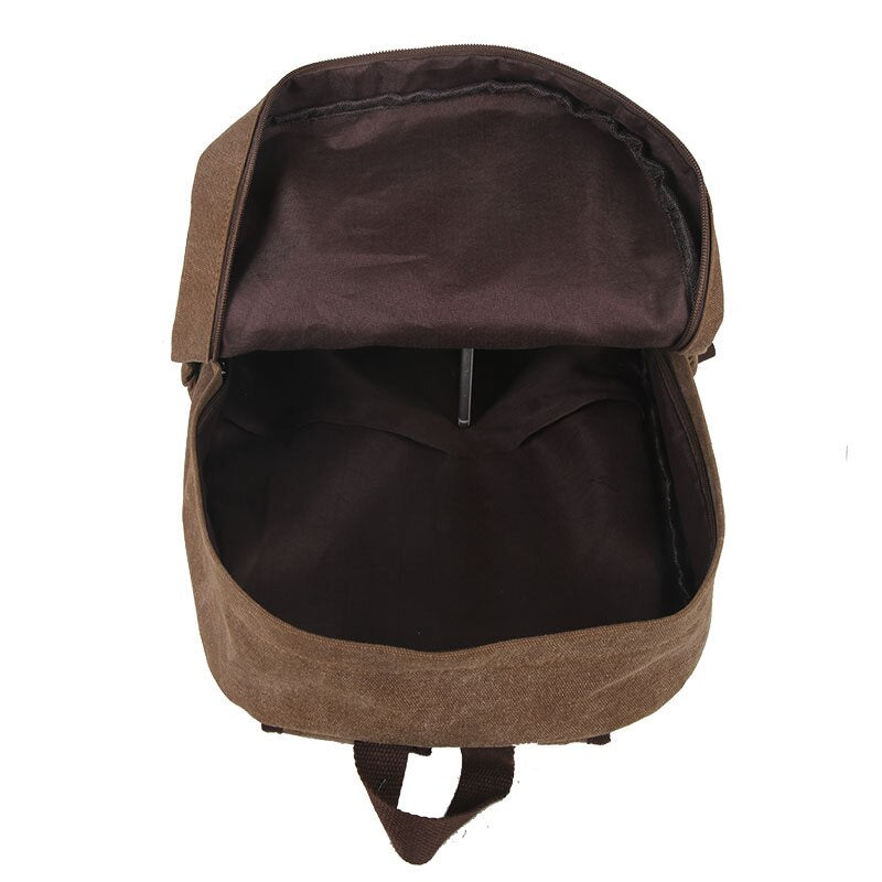 Retro Durable Canvas Backpack Men Solid College School Bag For Teenage Outdoor Capacity Camping Travel Rucksack