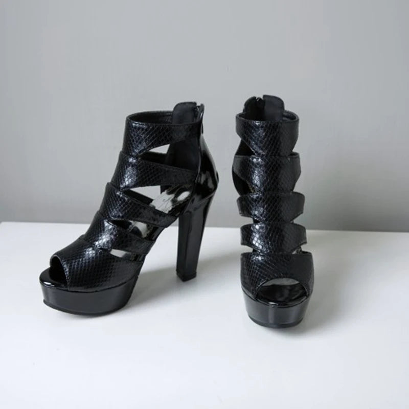 Women Sandals Peep Toe Heel Ladies High Heel 11.5cm platform wedding party shoes