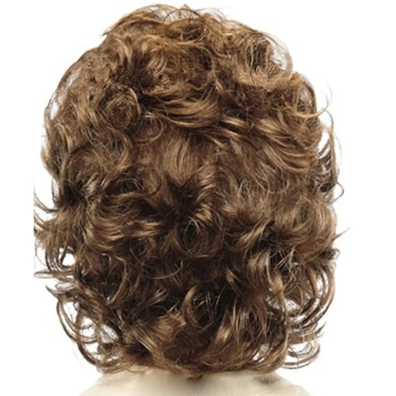 Women Brown Curly Hair Wave Curly Wigs Short Curly Bob Hair Natural