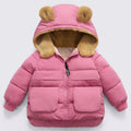 Baby Girls Woolen Thicken Bear Hooded Outerwear Winter Jacket Coat Toddler Overall Kids Cotton-Padded Children Clothing