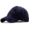 Navy blue camouflage-patterned baseball cap on a white background, Obroi