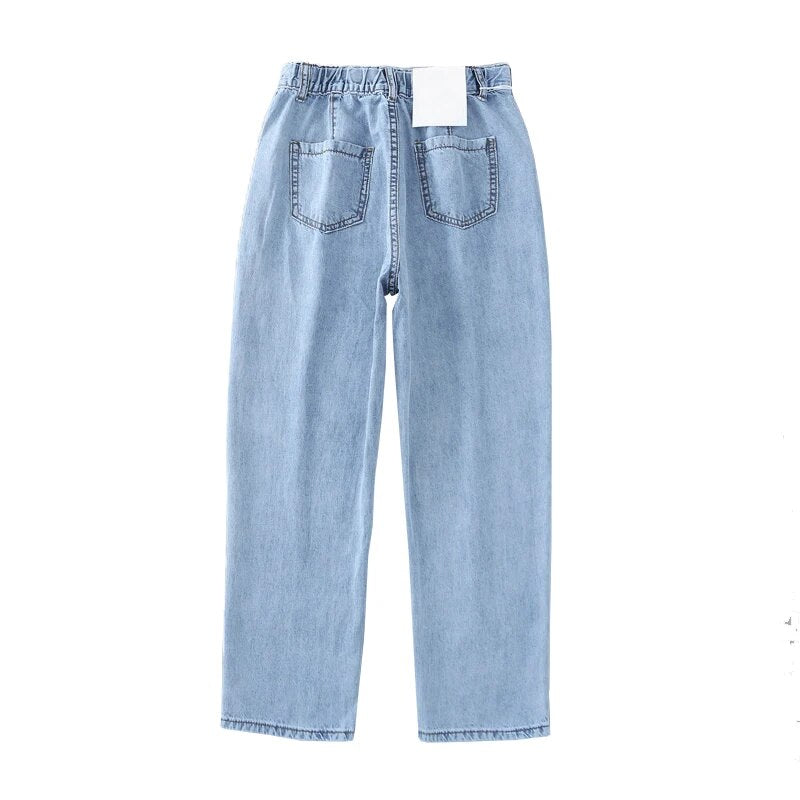 Women's Spring Autumn Demin Long Pants Streetwear Casual Jeans Trousers