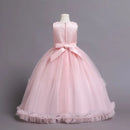 Girls dress princess flower lace long dress birthday communion Party Wedding Dress Embroidery Dress