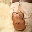 Genuine Leather Waist Bag Fanny Pack Cell Phone Key Case Vintage Bum Belt Bag Hook Waist Pack