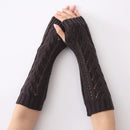 Half Finger Knitted Gloves Female Stitching Hollow Autumn Winter Fingerless Knitting Gloves Warm Arm Sleeve Unisex