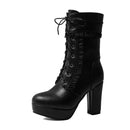 Autumn Winter Short Boots For Women High Hoof Heels Ankle Strap Buckles Female Ankle Boots