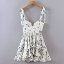 Summer Sling Dress Women Floral Ruffle Cake Mini Dress Sweet Ladies Holiday