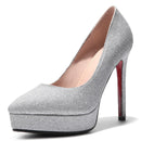 Luxury Gold Silver Heels Women Pumps Shoes Platform Wedding