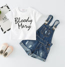 Baby Little Girls Summer Jeans Set T-Shirts Ripped Denim Shorts