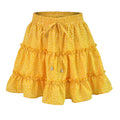 Ruffles Women Skirt Elastic Band High Waist Lace Up Female Skirt Floral Summer New Mini A-line Skirt