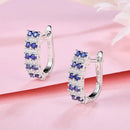 Blue Sapphire Clip Earrings For Women Girl Real Sterling Silver Created Sapphire Earrings for Wedding