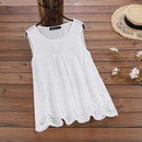Lace Tops Women's Hollow Elegant Casual Summer Tank Tunic Female O Neck Sleeveless