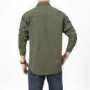 Men's Regular-Fit Long-Sleeve Solid Shirt Men's Fat Military Work Shirts