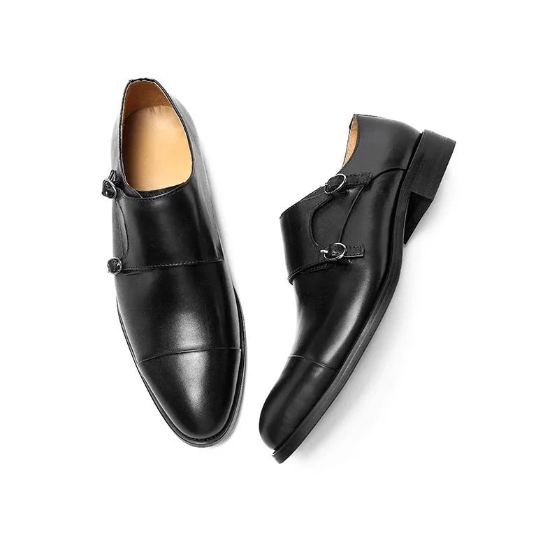 Double Monk Straps Men Shoes Bridegroom Dress Formal Genuine Leather Original Business Designer Shoes for Men