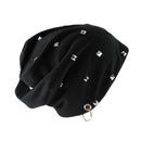 Black beanie with silver studs on a white background, Obroi