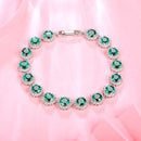 Sterling Silver Emerald Gemstone Diamonds Strand Bracelet for Women Romantic Tennis Chain Charm Bracelets