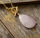 Teardrop Pendant Lariat Gold Plated Chain Healing Stone Necklace Elegant Jewellery