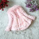 Kids Fur Coat Autumn Winter Warm Plush Baby Jacket Christmas Cute Floret Lace Outwear Toddler Girl Clothes