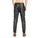 Men Skinny Faux Leather Pants Gold Velvet Lined Elastic Soft Stage Performance Party Singer