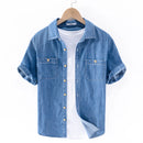Summer denim shirt men blue shirts for men casual shirt mens comfortable