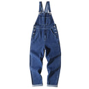Men's Denim Bib Overalls Classic Cargo Jeans Loose Coveralls Suspenders Jumpsuits