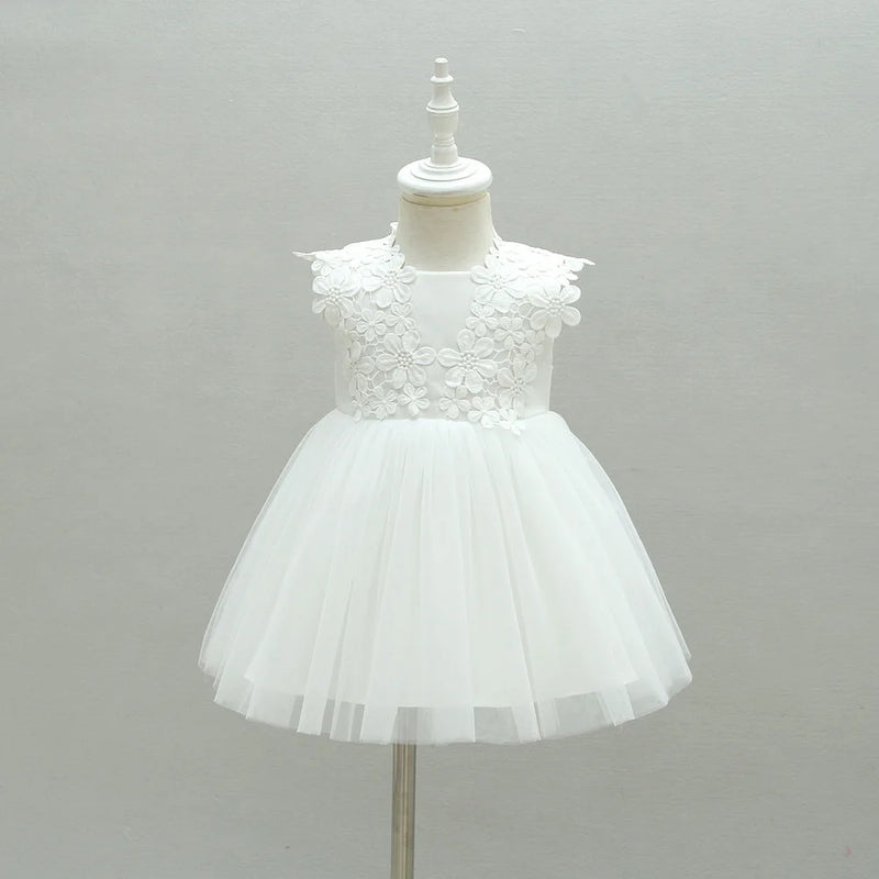 Baby dresses girl pink lace flower baptism dress birthday party baby girl clothes