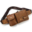 Genuine Leather Man Waist Pack Shoulder Belt Bag Sporty Small Crossbody Bag Male Travel Chest Bags