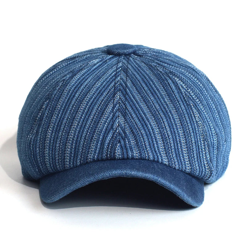 Four Seasons Denim Caps Hat For Male Detective Hats Retro Flat Caps