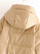 Streetwear women hooded wadded jacket lady thick cotton coats causal female zipper parka girls chic wadded jacket