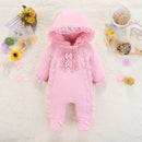 Born Baby Girl Clothes 0-3 Months Cotton Baby Girl Clothes Winter Hooded Baby Romper Warm Thick Outfit Jumpsuit