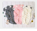 Baby Girl Romper Winter Rabbit Toddler Long Sleeve With Ears Hooded Solid Button Knit Boys Jumpsuits Baby Outfit