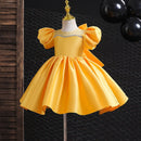 Girls Party Dresses Kids Summer Short Sleeve Satin Beading Ball Gowns Teenagers Birthday Wedding Party Show Dresses