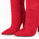 Women Boots Flock Leather Knee High Boots Slip On Autumn Winter Boots Shoes