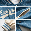 Jacket Vintage Men Plaid Blue Black Women's Bomber Jackets Baseball Oversize American Streetwear Outerwear University