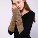 Autumn Winter Women's Half Finger Gloves Twist Pattern Fingerless Knitted Mittens Female Thermal Arm Sleeve