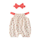 Baby Clothes Girl Summer Casual Baby Short Sleeve Cotton Rompers Head Band Fruits Toddler Princess Jumpsuits