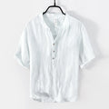 Retro Pure Linen Shirt Men Brand Short Sleeve Shirts For Men