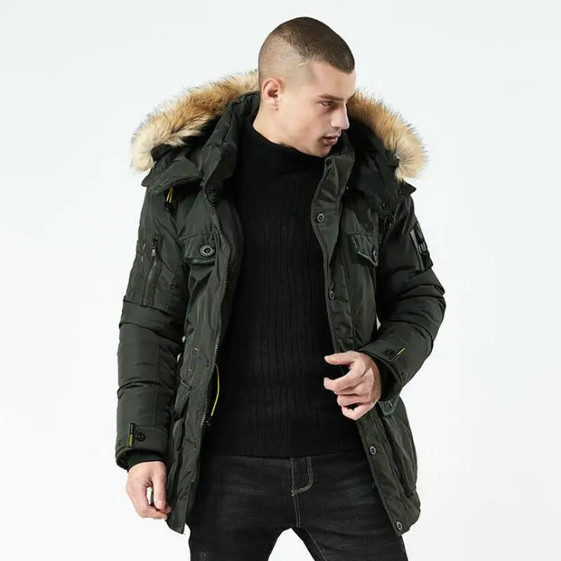 Winter Jacket Men Stand Collar Male Parka Jacket Mens Solid Thick Jackets and long Coat Man Parkas