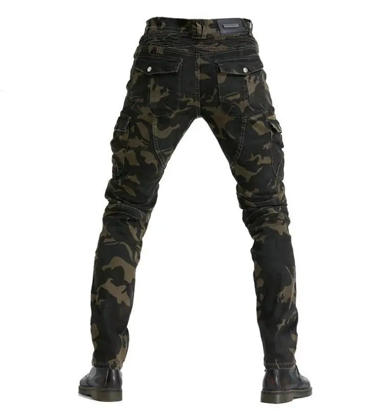 Camouflage Cargo Motorcycle Jeans Mens Casual Denim Pants Men's Elasticity Jean Trousers Male Man Clothing