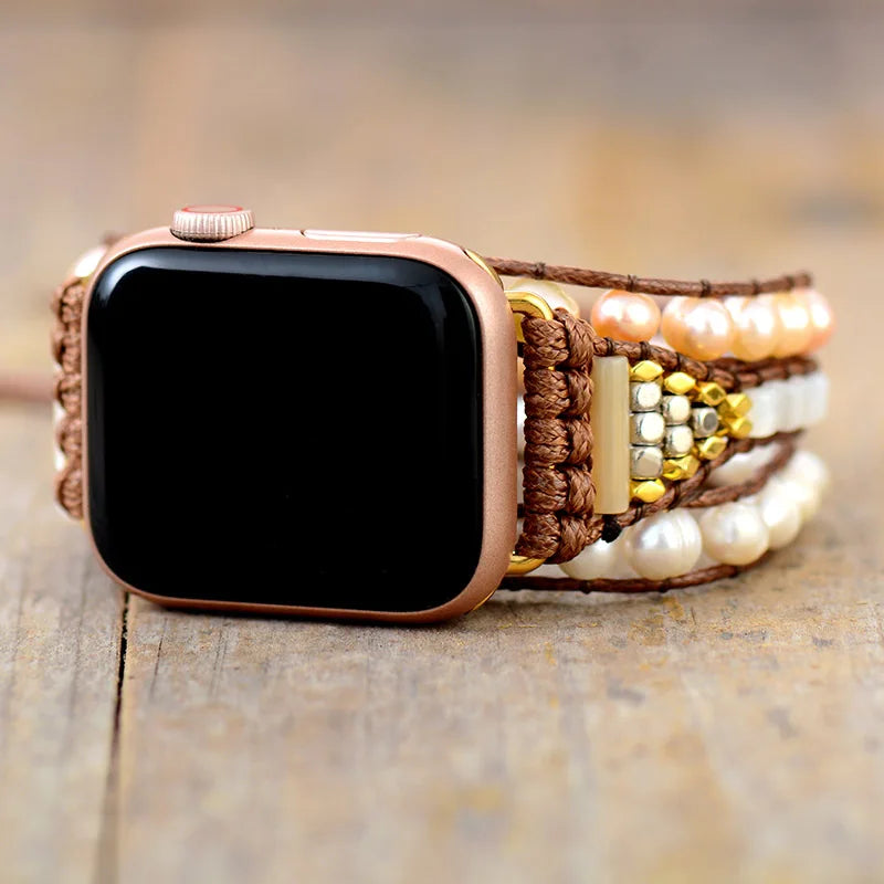 Elegant Freshwater Pearl Women Watch Band Beads Boho Watch Strap Wrist Band Bracelet Accessories