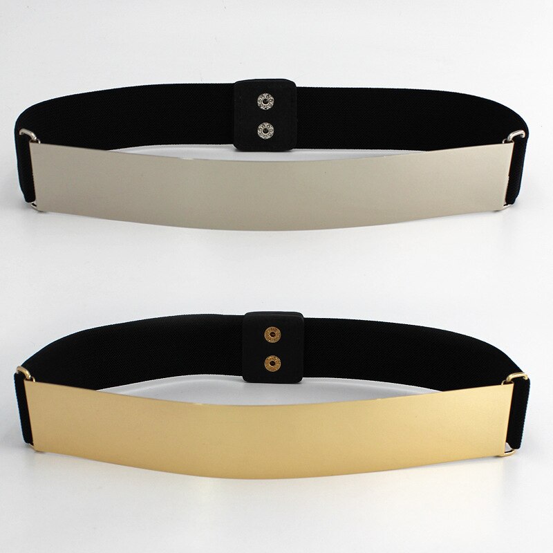 Elastic Gold Chain Belt Female Waist Jeans Belts For Women Stretch Cummerbunds Silver Metal Waistband