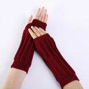 Half Finger Knitted Gloves Female Jacquard Hanging Wood Fingerless Knitting Gloves Warm Arm Sleeve Unisex