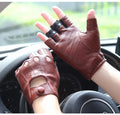 Leather Gloves Male Thin Driving Fingerless Breathable Semi-Finger Gloves