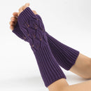 Half Finger Knitted Gloves Female Jacquard Leaves Fingerless Knitting Gloves Writing Warm Arm Sleeve