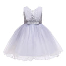 Elegant Hollow Lace Girls Dresses Sleeveless Kids Clothing for Children Princess Party Costumes