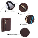 Men Magic Wallet Genuine Leather Card Holder with Coin Pocket Business Thin Minimalist RFID Man Purse Money Bag Cash Clip