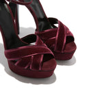 Platform Crossed Velvet Sandals Lady Ankle Strap Stiletto High Heels Dress Shoes Woman